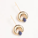 LAPIS CRESCENT GOLD DROP EARRINGS