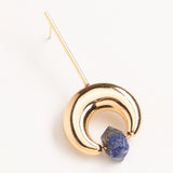 LAPIS CRESCENT GOLD DROP EARRINGS