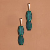 CADMIUM GREEN DOUBLE STONE EARRINGS