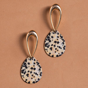 DALMATIAN FLAT STONE DROP EARRINGS