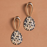 DALMATIAN FLAT STONE DROP EARRINGS