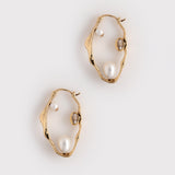 FREEFORM WHITE PEARL STUD EARRINGS