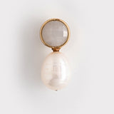 WHITE PEARL MOONSTONE DROP EARRINGS