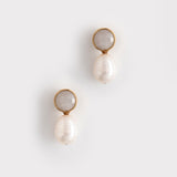 WHITE PEARL MOONSTONE DROP EARRINGS