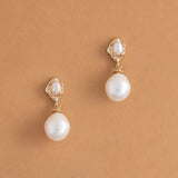 WHITE PEARL GOLD DROP EARRINGS