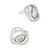 RHODIUM BEZEL SMALL EARRINGS