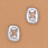 RHODIUM FRAMES CRYSTAL EARRINGS