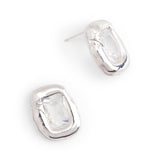 RHODIUM FRAMES CRYSTAL EARRINGS