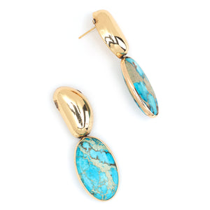 GOLD BEAN TURQUOISE DROP EARRINGS