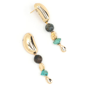 GOLD BEAN MIX STONE EARRINGS