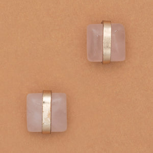 ROSE QUARTZ GOLD STUD EARRINGS