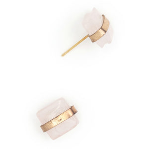 ROSE QUARTZ GOLD STUD EARRINGS