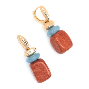 BROWN JASPER MIX GOLD EARRINGS