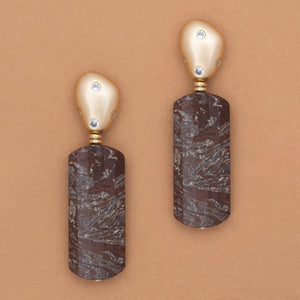 DARK BROWN BAR DROP EARRINGS