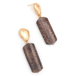 DARK BROWN BAR DROP EARRINGS