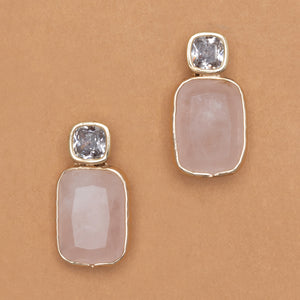 BAGUETTE ROSE QUARTZ EARRINGS