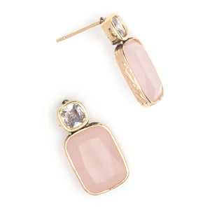 BAGUETTE ROSE QUARTZ EARRINGS