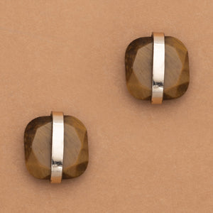 TIGER EYE GOLD STUD EARRINGS