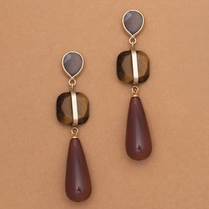GEO STONE DROP EARRINGS