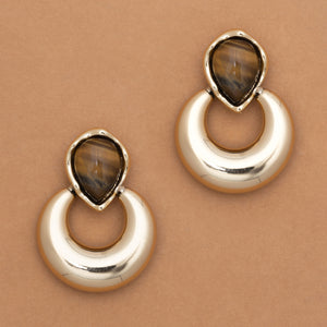 TEARDROP TIGER EYE GOLD EARRINGS