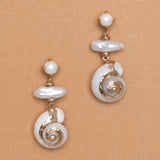 GOLD SHELL PEARL DROP EARRINGS