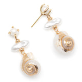 GOLD SHELL PEARL DROP EARRINGS