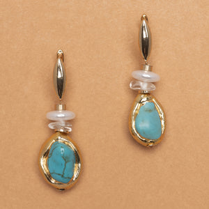 TURQUOISE WHITE DROP EARRINGS
