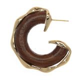 BROWN GOLD HALF HOOP EARRINGS