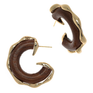 BROWN GOLD HALF HOOP EARRINGS