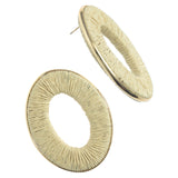 CREAM TEXTURED HOLLOW OVAL EARRINGS