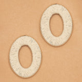 CREAM TEXTURED HOLLOW OVAL EARRINGS