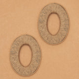 TAN TEXTURED HOLLOW OVAL EARRINGS