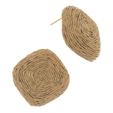 TAN TEXTURED SMALL SQUARE EARRINGS