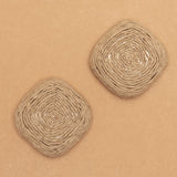 TAN TEXTURED SMALL SQUARE EARRINGS