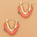 RED RESIN MALACHITE EARRINGS