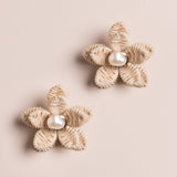 WHITE PEARL FLORAL EARRINGS