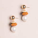 PEACH PEARL MIX STONE EARRINGS