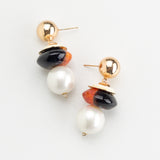 PEACH PEARL MIX STONE EARRINGS