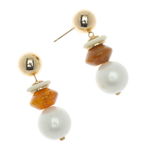 PEACH PEARL MIX STONE EARRINGS