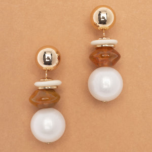 PEACH PEARL MIX STONE EARRINGS
