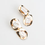 GOLD FREEFORM PEARL DROP EARRINGS