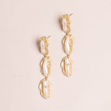 FREEFORM GOLD PEARL DROP EARIINGS