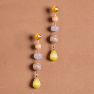 PEACH AND YELLOW GEMSTONE DROP EARRINGS