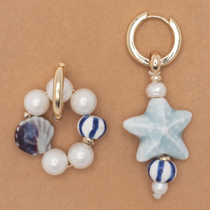 TEAL ASYMMETRICAL OCEAN EARRINGS