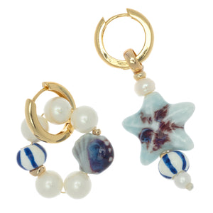 TEAL ASYMMETRICAL OCEAN EARRINGS