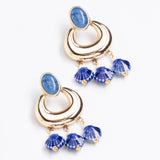 LAPIS MIX GOLD SHELL DROP EARRINGS