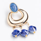 LAPIS MIX GOLD SHELL DROP EARRINGS