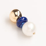 WHITE PEARL AND LAPIS SHORT DROP EARRINGS