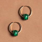 CADMIUM GREEN ROUND BEAD HOOP EARRINGS