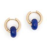 LAPIS LAZULI BEAD CHUNKY HOOP EARRINGS